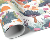 キノコとツリーのデザイン ラッピングペーパー (ロールコーナー)