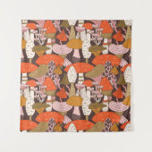 キノコとトマトの手描きシームレスなパターン タペストリー (正面)