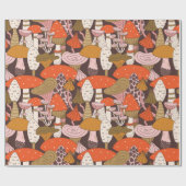 キノコとトマトの手描きシームレスなパターン ラッピングペーパー (フラット)
