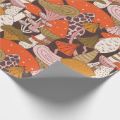 キノコとトマトの手描きシームレスなパターン ラッピングペーパー (角)