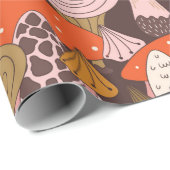 キノコとトマトの手描きシームレスなパターン ラッピングペーパー (ロールコーナー)