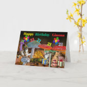 キノコとネコの誕生日カード カード (黄色い花)