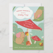 キノコとフィールドネズミウッドランド誕生日パーティー 招待状 (正面)