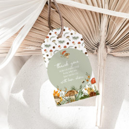 キノコとワイルドフラワーサンキューラベル ギフトタグ