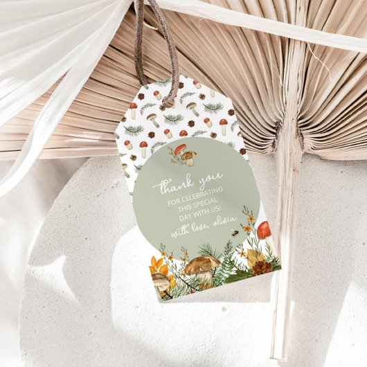 キノコとワイルドフラワーサンキューラベル ギフトタグ