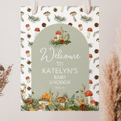 キノコとワイルドフラワー歓迎サイン ポスター