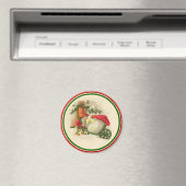キノコとヴィンテージクリスマス小妖精や小人 マグネット (インサイチュ (食洗機))