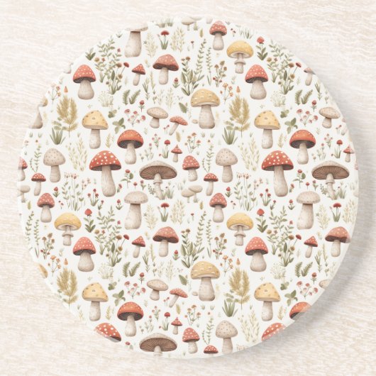 キノコと森の花 コースター (正面)