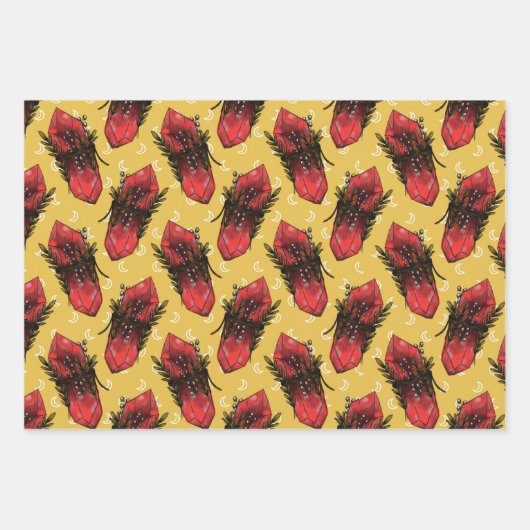 キノコと結晶 ラッピングペーパーシート (正面)