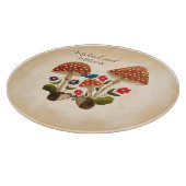 キノコと花が咲き誇る、かわいい小さなハリネズミ カッティングボード (角)