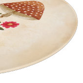 キノコと花が咲き誇る、かわいい小さなハリネズミ カッティングボード (角)