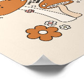 キノコと花アーストーンベージュレトロ70s ポスター (角)