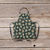 キノコと葉が黒 エプロン