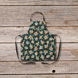 キノコと葉が黒 エプロン
