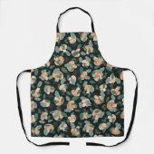 キノコと葉が黒 エプロン (正面)