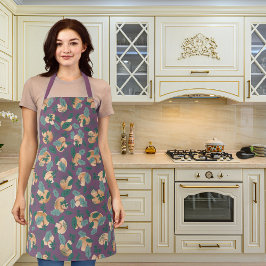 キノコと葉は紫 エプロン