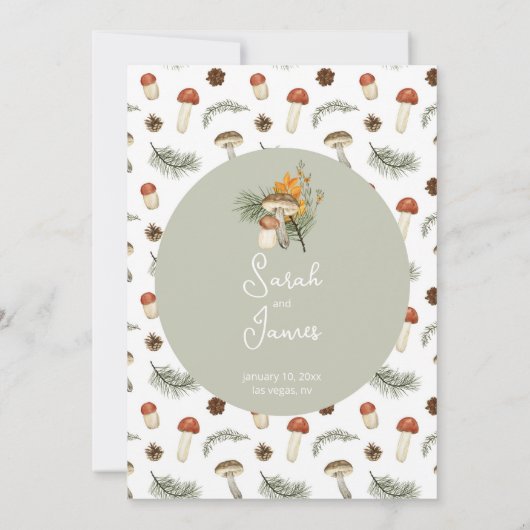 キノコと野生の花のブライダルシャワー 招待状 (裏面)