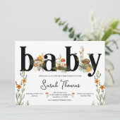 キノコと野生の花ベビーシャワー招待状 招待状 (スタンド正面)