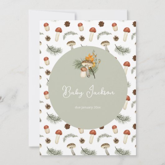 キノコと野生の花ベビーシャワー招待状 招待状 (裏面)