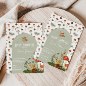 キノコと野生の花ベビーシャワー招待状 招待状