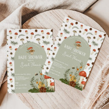 キノコと野生の花ベビーシャワー招待状