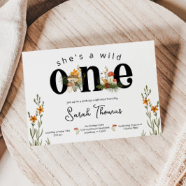 キノコと野生の花誕生日招待状 招待状