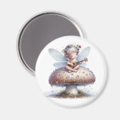 キノコにヴィオラを乗せた可愛い妖精 マグネット (正面/裏面)