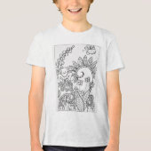 キノコに乗った小さなカエル トライブレンドTシャツ (正面)