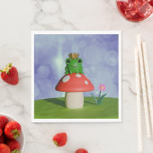 キノコに冠をかぶったかわいいマンガカエル スタンダードランチョンナプキン (インサイチュ)