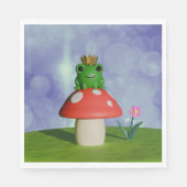 キノコに冠をかぶったかわいいマンガカエル スタンダードランチョンナプキン (正面)