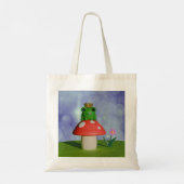 キノコに冠をかぶったかわいいマンガカエル トートバッグ (裏面)