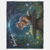 キノコのかわいいチップムンク*パーソナライズ* フリースブランケット (正面)