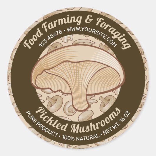 キノコのアイコン丸ラベル ラウンドシール (正面)