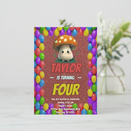 キノコのガーディアンパーソナライズされた誕生日招待状 招待状 (スタンド正面)