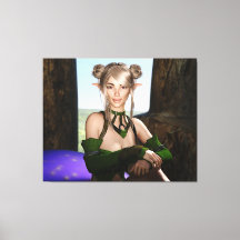 キノコのキャンバスのデジタルアートを待っている