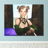 キノコのキャンバスのデジタルアートを待っている キャンバスプリント (インサイチュ (ウッドフロア))