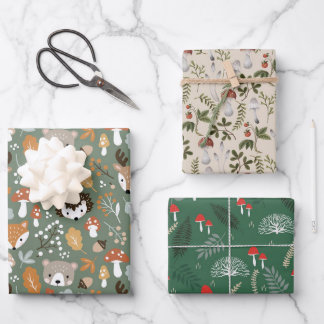 キノコのクリスマス包装紙真菌の森 ラッピングペーパーシート
