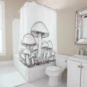 キノコのスケッチ シャワーカーテン (インサイチュ)