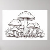 キノコのスケッチ ポスター (正面)