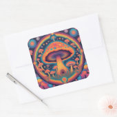 キノコのステッカー スクエアシール (封筒)