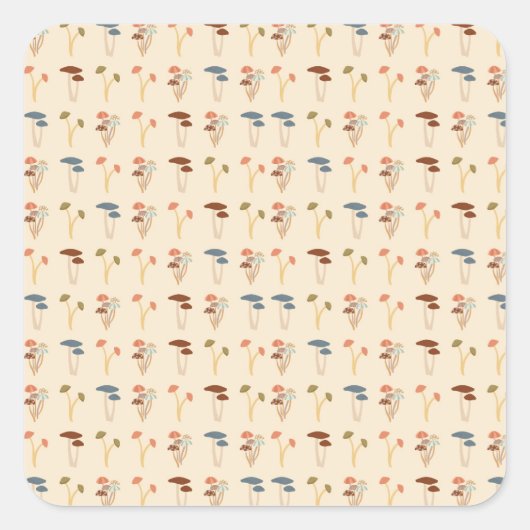 キノコのパターン スクエアシール (正面)