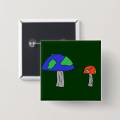 キノコのピン 缶バッジ (正面&裏面)