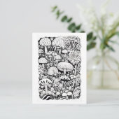 キノコのラインスケッチ（小） ポストカード (スタンド正面)