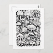 キノコのラインスケッチ（小） ポストカード (正面/裏面)