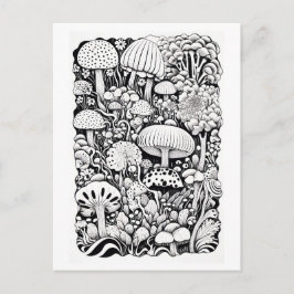 キノコのラインスケッチ（小） ポストカード
