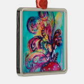 キノコのルビーの小さな鮮やか小妖精や小人 メタルオーナメント (右)