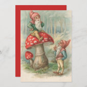 キノコの上に座るヴィンテージクリスマス格言 シーズンカード (正面/裏面)