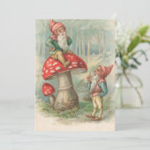 キノコの上に座るヴィンテージクリスマス格言 シーズンカード (スタンド正面)