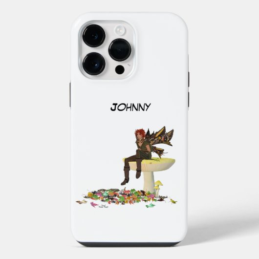 キノコの上のアイリスの少年妖精 iPhone / iPad カバー (裏面)