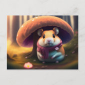 キノコの下にかわいいハムスター ポストカード (正面)